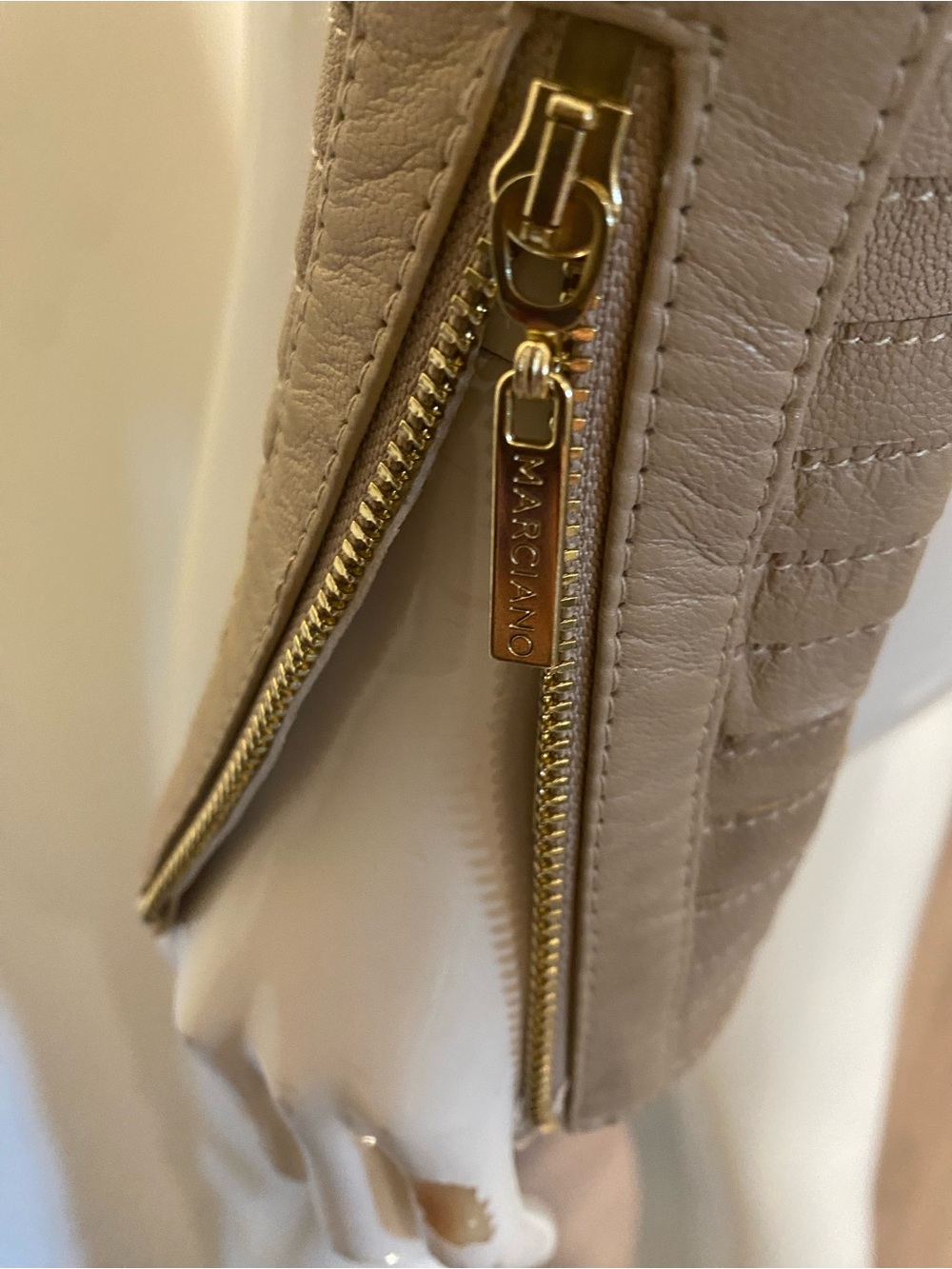 Marciano Layered Ribbed Camel Open-Front Jacket - Picture 4 of 11